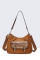 W50028-BV Synthetic textile handbag with suede effect