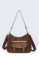 W50028-BV Synthetic textile handbag with suede effect
