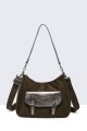 W50028-BV Synthetic textile handbag with suede effect