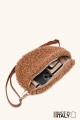 Synthetic sheepskin wool small size fanny pack with leather shoulder strap ZE-9011-VQ