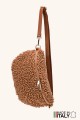 Synthetic sheepskin wool small size fanny pack with leather shoulder strap ZE-9011-VQ