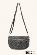 Synthetic sheepskin wool small size fanny pack with leather shoulder strap ZE-9011-VQ