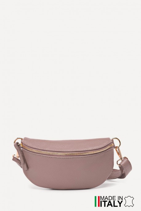 Sac banane bandoulière en cuir ZE-9009 : Couleurs:D68 Beige-Ros&eacute;