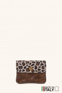 Porte-monnaie Pochette imprimé léopard cuir façon nubuck ZE-8001-LP003