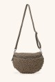 Sac banane laine mouton synthétique bandoulière en cuir ZE-9007-VQ