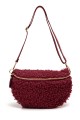 Synthetic sheepskin wool fanny pack with leather shoulder strap ZE-9008