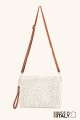 Synthetic sheepskin wool crossbody pouch with leather strap ZE-9025