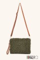 Pochette laine mouton synthétique bandoulière en cuir ZE-9025