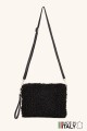 Pochette laine mouton synthétique bandoulière en cuir ZE-9025