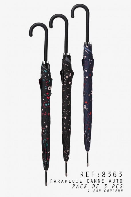 Cane Umbrella automatic Bubbles print 8363 : colour:Pack of 3