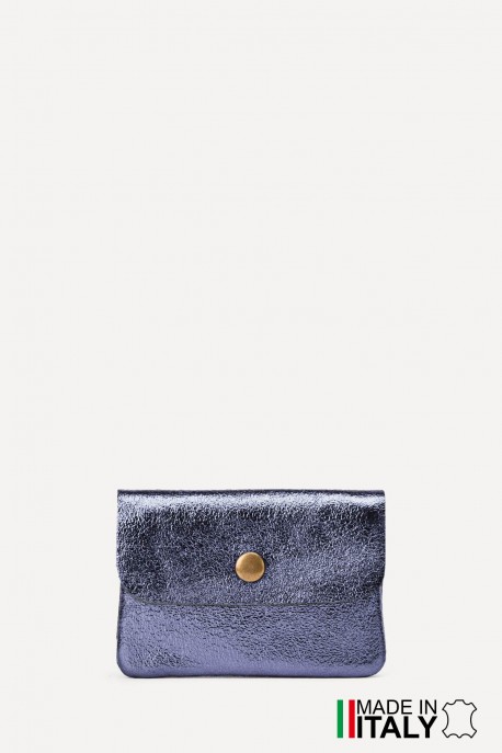 Porte-monnaie Pochette cuir métallisé ZE-8001 : Couleur:Bleu UV (L-543)