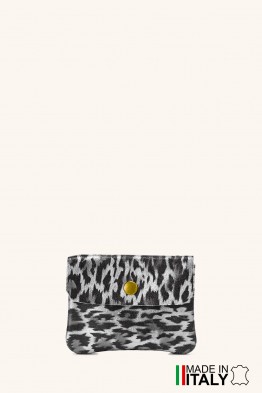 Purse pouch Leopard print on metallic leather ZE-8001-LP005
