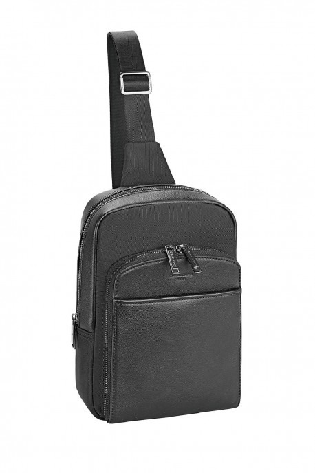 935501 Sac à dos mono bretelle holster Homme textile garni cuir David Jones