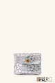 Porte-monnaie Pochette imprimé léopard argenté cuir façon nubuck ZE-8001-LP002-AG