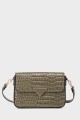 11058-BV Glossy croc pattern shoulder bag with flap