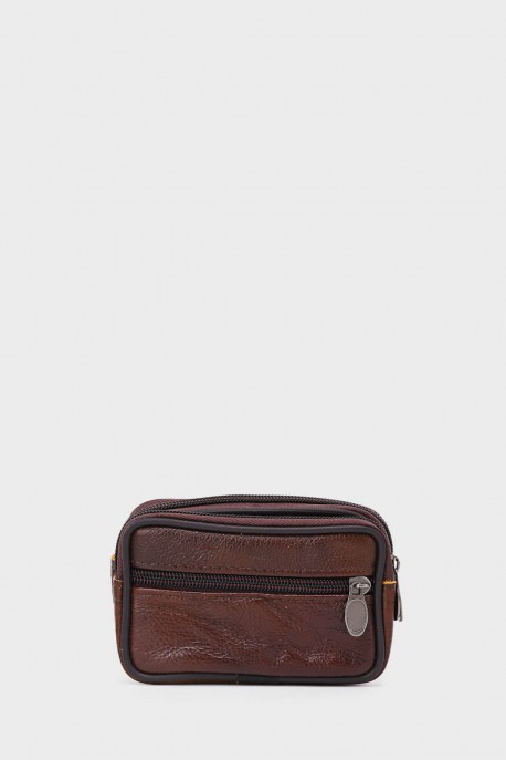 KJ86805 split leather pouch for belt