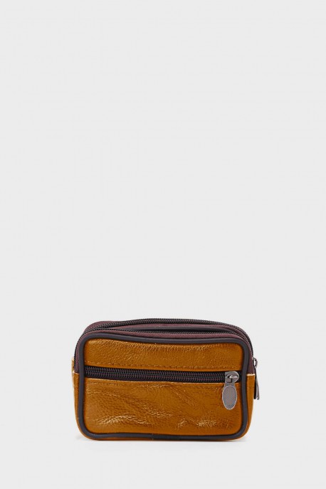 KJ86805 Pochette ceinture en croûte de cuir : couleur:Cognac