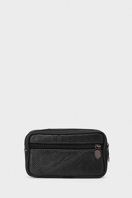 KJ86806 Pochette ceinture en croûte de cuir : couleur:Noir (Black)