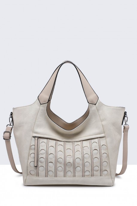 16016-BV Sac à main forme shopping motif perforé