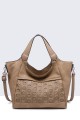 16016-BV Sac à main forme shopping motif perforé