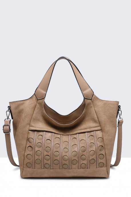 16016-BV Shopping handbag perforated pattern : colour:Brown