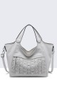 16016-BV Sac à main forme shopping motif perforé