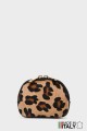 ZE-8006-LM-DG-FLP002 Porte-monnaie cuir brioche motif Léopard imprimé sur peau poilu