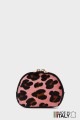 ZE-8006-LM-DG-FLP002 Porte-monnaie cuir brioche motif Léopard imprimé sur peau poilu