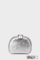 Porte-monnaie Pochette en brioche ronde cuir métallisé M35-MT-1-AG
