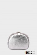Porte-monnaie Pochette en brioche ronde cuir métallisé M35-MT-1-AG