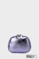 Metallic leather round brioche wallet M35-MT-1-AG