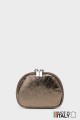 Metallic leather round brioche wallet M35-MT-1-AG