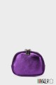 Porte-monnaie Pochette en brioche ronde cuir métallisé M35-MT-1-AG