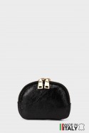Metallic leather round brioche wallet M35-MT-2-GD