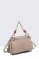 20010-BV Triple pocket handbag in synthetic texture with braided style