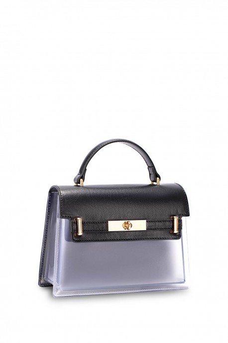 DAVID JONES CM7449H Transparent PVC handbag : colour:Black