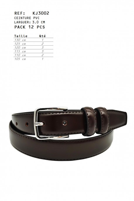 KJ3002 Ceinture synthétique : couleur:Chocolat, Pack:Pack de 12