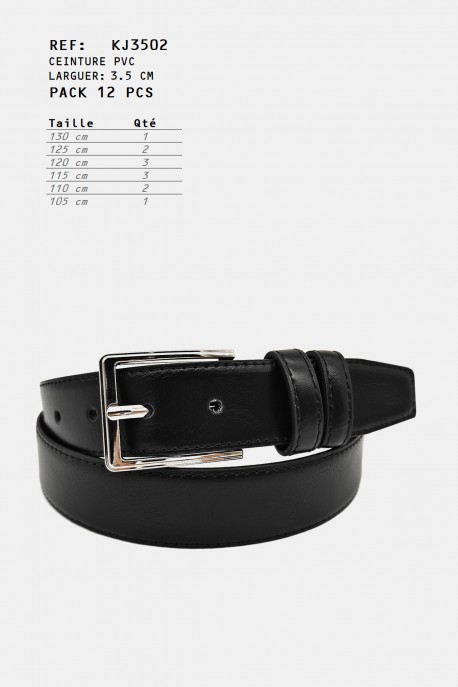 KJ3502 Ceinture synthétique : couleur:Noir (Black), Pack:Pack de 12