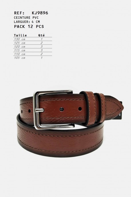 KJ9896 Ceinture synthétique : couleur:Cognac, Pack:Pack de 12