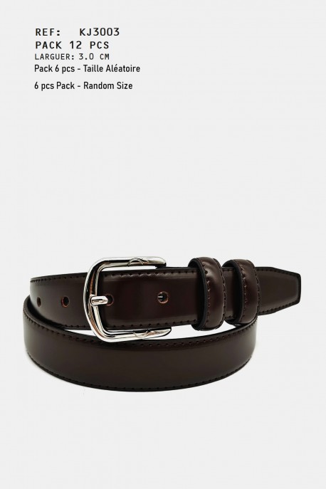 KJ3003 Ceinture synthétique : couleur:Chocolat, Pack:Pack 6 pcs - Al&eacute;atoire
