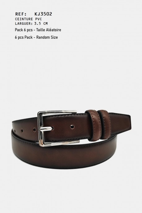 KJ3502 Ceinture synthétique : couleur:Chocolat, Pack:Pack 6 pcs - Al&eacute;atoire