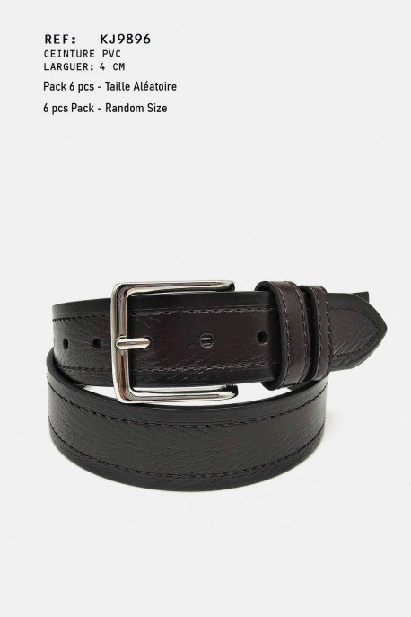 KJ9896 Ceinture synthétique : couleur:Marron (Brown), Pack:Pack 6 pcs - Al&eacute;atoire