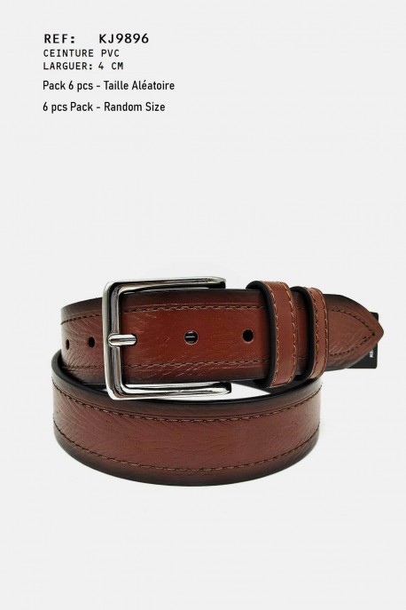 KJ9896 Synthetic belt : colour:Cognac, Package:6 pcs Pack - Random