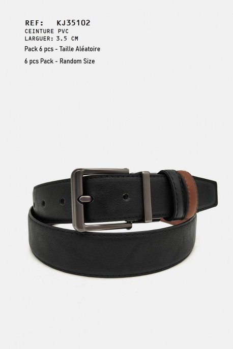 KJ35102 Ceinture réversible synthétique : couleur:Cognac, Pack:Pack 6 pcs - Al&eacute;atoire