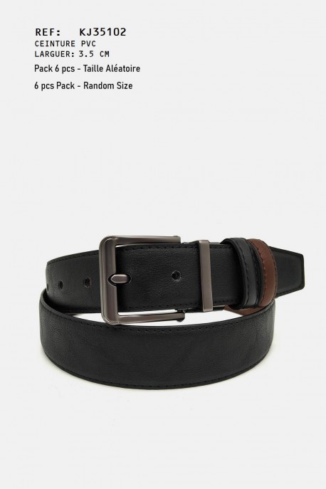 KJ35102 Ceinture réversible synthétique : couleur:Chocolat, Pack:Pack 6 pcs - Al&eacute;atoire