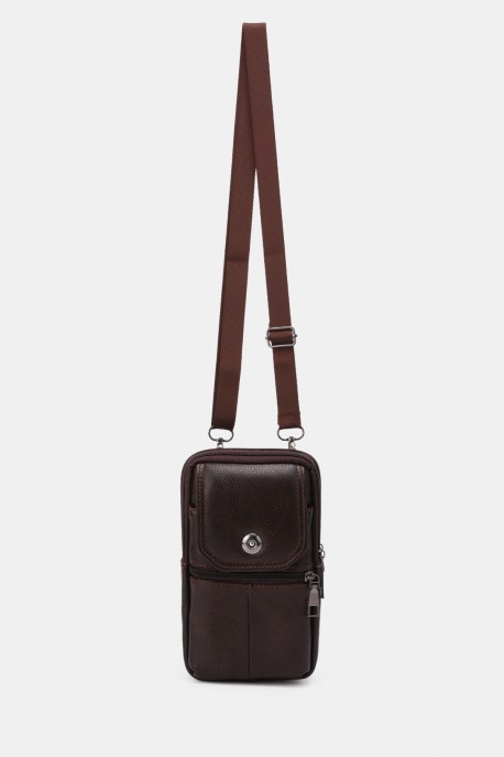 Split Leather crossbody bag - Phone size KJ1504 : colour:Marron fonc&eacute;