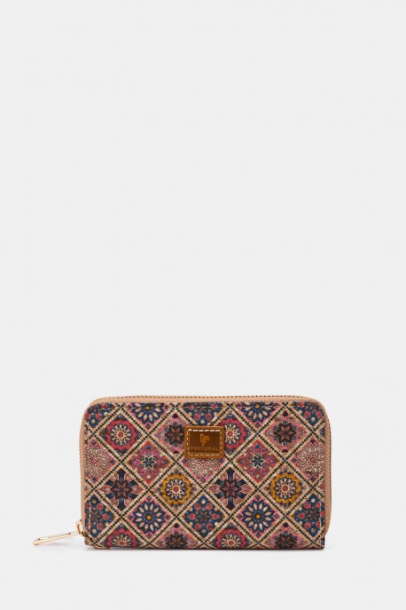 KJ22075 Synthetic printed Cork wallet : colour:C