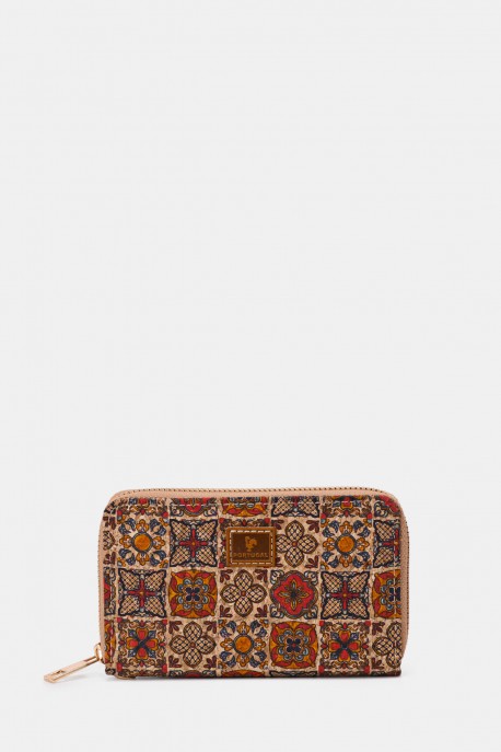 KJ22075 Synthetic printed Cork wallet : colour:E