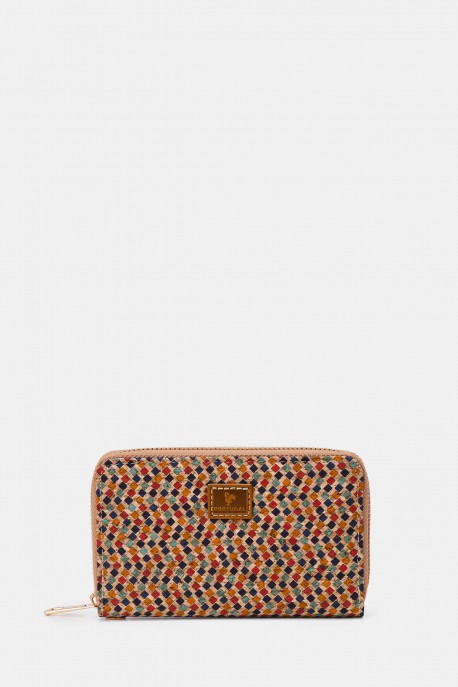 KJ22075 Synthetic printed Cork wallet : colour:F