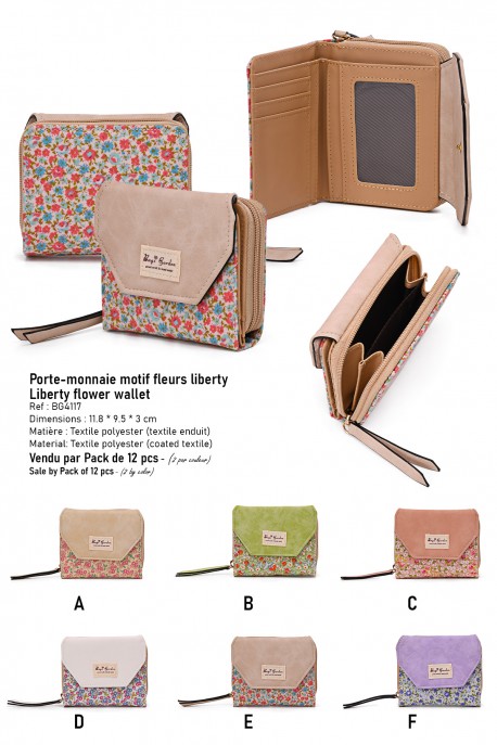 BG4117 Porte-carte / Porte-monnaie motif fleurs liberty : couleur:Pack de 12
